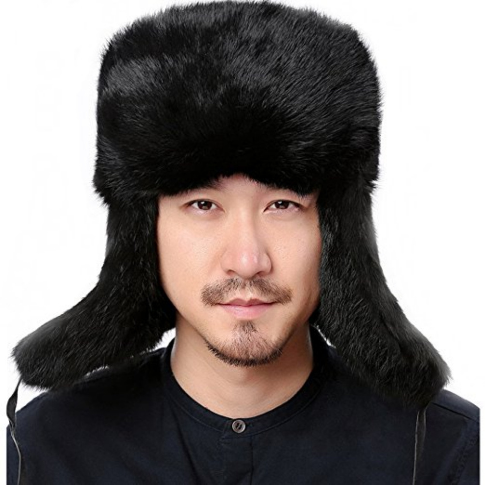 FRR Canada Black Med Faux Rabbit Fur Russian Hat